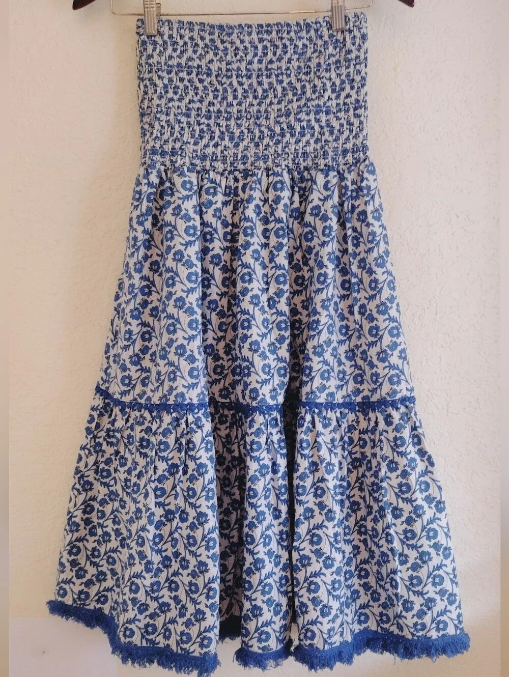 Ina i:na Blue & White Strapless Floral Tiered Dress